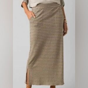 PRANA S Brown/Black Stripe Jasmine Tulum Hemp Organic Maxi Skirt